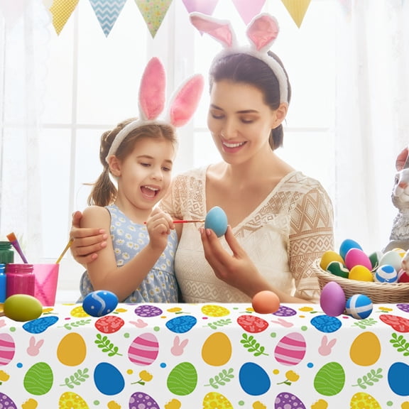 Gqtwoy Disposable Easter Tablecloth, Holiday Table Decoration, Festive Paper Table Cover, Indoor Outdoor Use, Perfect for Events and Gatherings, Easy Clean Solution