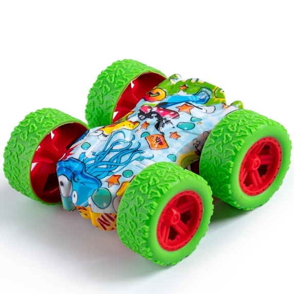 Gqtwoy Double Sided Inertial Car, Flip Shock Resistant Power Car, Four Wheel Drive Inertial Motion Vehicle, Perfect Birthday, Graduation, Halloween, and Christmas Gift for 3+ Years