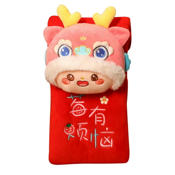 Gqtwoy Dragon Year Red Envelope Dragon Doll Plush Toy Shoulder Bag - Cute New Year Gift, Crystal Soft Fabric, Large Capacity