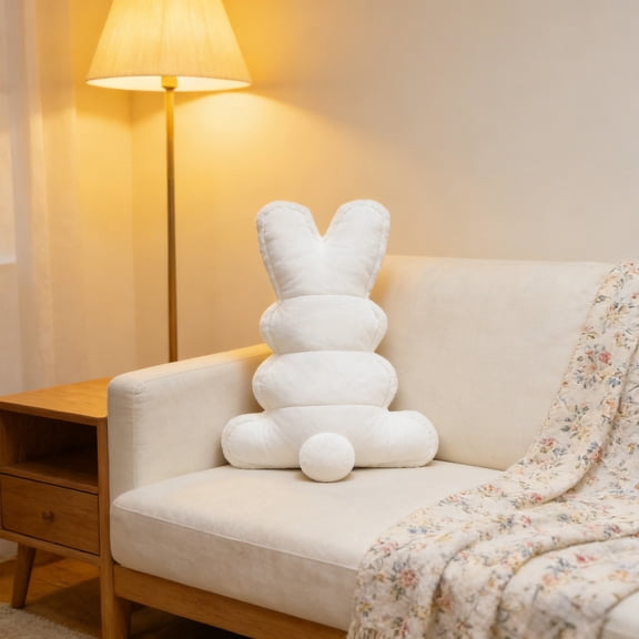 Gqtwoy Easter Bunny Shaped Throw Pillow, Decorative Spring Cushion, Soft Plush Stuffed Animal for Sofa Couch Bedroom, Ideal Gift for Easter Parties, Whimsical Home Decoration