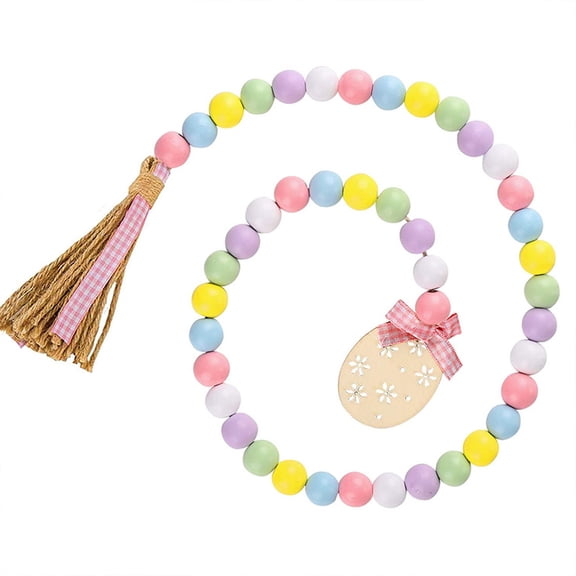 Gqtwoy Easter Eggs Rope Wooden Beads Beaded Decorative Hanging Ornament, Festival Mood Decoration, Wall Door Window Decor, Storage Friendly, Home Style Accent