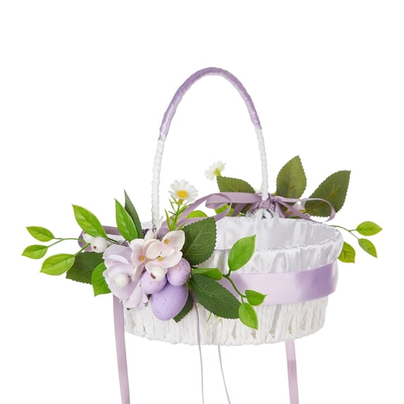 Gqtwoy Easter Portable Flower Basket Wedding Decoration, Elegant Cloth Flower Basket for Home, Removable Flowers, Versatile Use for Events, Stylish Storage Solution