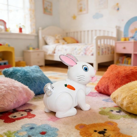 Gqtwoy Electronic Bouncing Rabbit Toy, Colorful Lights, Music Fun for Pets, Interactive Plush Jumping Bunny, Cute LED Dancing Toy