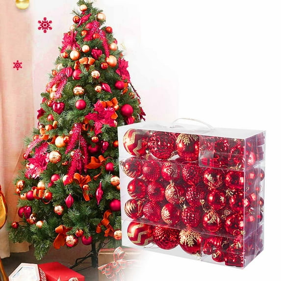 Gqtwoy Electroplated Christmas Tree Balls, 116 Pcs Christmas Ornaments Set, Shiny Holiday Decorations for Tree, Wreaths, and Garlands, Perfect for Home and Festive Decor