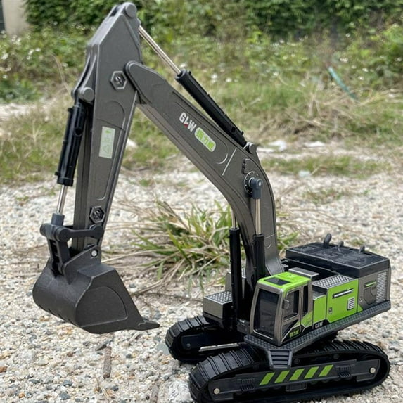Gqtwoy Excavator Toy for Kids, Construction Vehicle Digger Toy for 2 3 4 5 6 Year Old Boys Kids Toddlers 1/50 Scale Diecast Digger Car Heavy Duty Alloy Toys for Kids (Green)