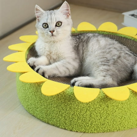 Gqtwoy Extra Thick Corrugated Cats Scratcher Bed Combo, Durable Non-Shedding Scratch Pad, Multi-Function Cat Toy, Comfortable Resting Area, Interactive Toy for Cats, Christmas Gifts