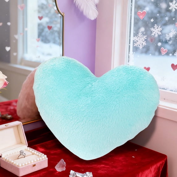 Gqtwoy Faux Rabbit Fur Heart-Shaped Pillow, Soft Decorative Cushion for Sofa, Cozy Home Decor, Supportive Throw Pillow, Versatile Accent for Living Room, Charming Heart Design