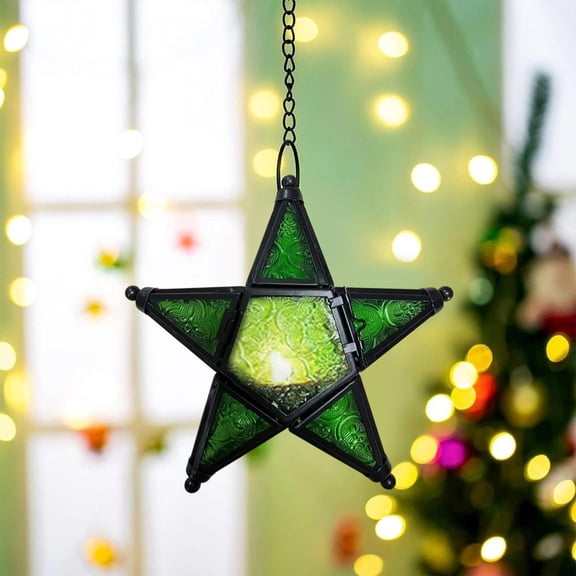 Gqtwoy Five Pointed Star Windproof Candlestick, Metal Glass Wind Lamp, Holiday Decoration, Elegant Candle Holder for Parties, Versatile Home Decor, Unique Gift Idea