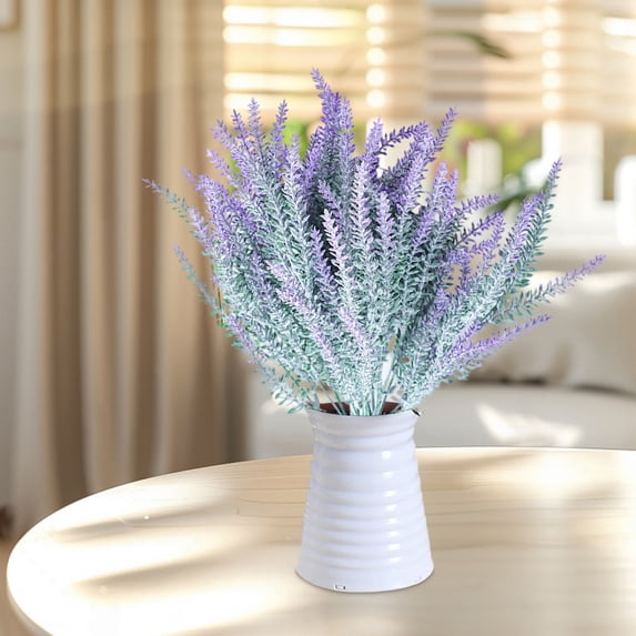 Gqtwoy Flocked Lavenders Artificial Home Decor, Faux Flowers Bouquets, Realistic Silk Roses, Perfect for Wedding Decoration, Allergy-Friendly Gift, Lifelike Simulation Plants