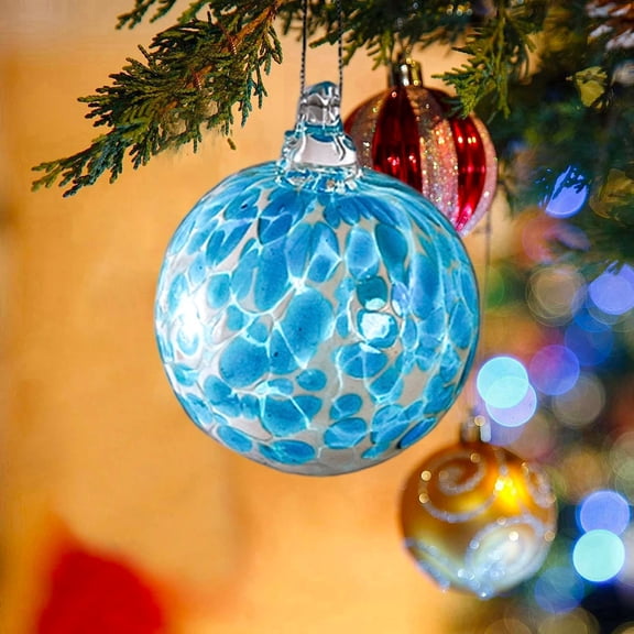 Gqtwoy Glass Christmas Ball Ornaments, Hand Blown Glass Ornaments, Unique Holiday Decor, Easy Hanging Decorative Balls, Perfect for Home Window and Garden Decoration
