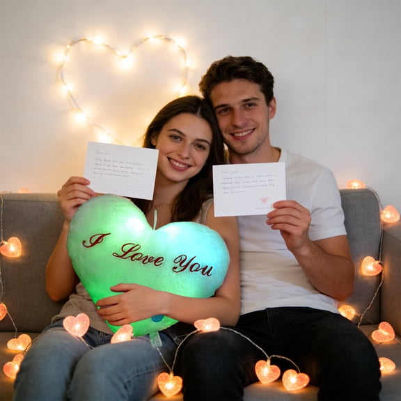 Gqtwoy Glow in The Dark Heart Pillow - LED Color Changing Plush Heart Shaped Cushion with 7 Colors, Romantic Valentines Gift for Couples, Anniversary, Home Decor, Bedroom Night Light