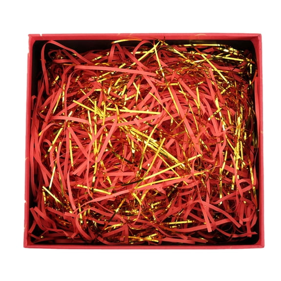 Gqtwoy Gold Threaded Mixed Paper Shreds, Raffia Wedding Favour Box Filler, Gift Packaging Material, Decorative Confetti Shreds, Ideal for Birthdays, Holidays, DIY Projects