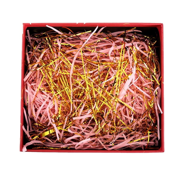 Gqtwoy Gold Threaded Mixed Paper Shreds, Raffia Wedding Favour Box Filler, Gift Packaging Material, Decorative Confetti Shreds, Ideal for Birthdays, Holidays, DIY Projects