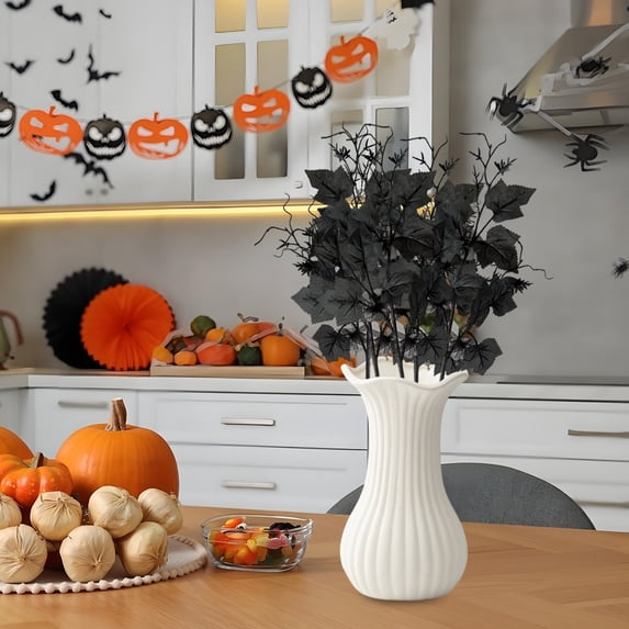 Gqtwoy Halloween Black Maple Leaf Cuttings, Horror Home Decoration, Simulation Flower Cuttings, Festive Vibe Decor, Reusable Halloween Decoration, Elegant Ghost Festival Decor