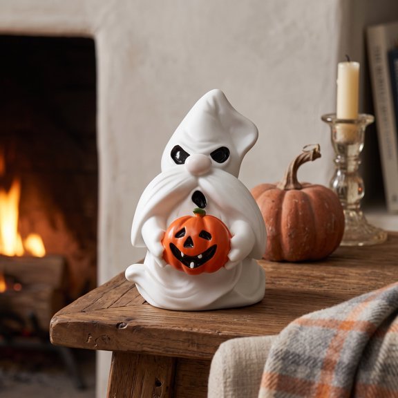 Gqtwoy Halloween Cute White Ghosts Party Decoration, Resin Courtyard Ornament, Spooky Desk Decor, Vintage Halloween Gift, Exquisite Hand-Painted Craft, Perfect for Home and Party Display
