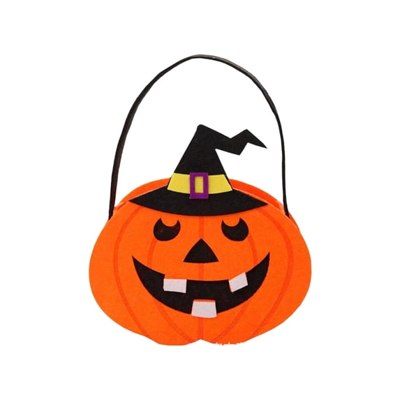 Gqtwoy Halloween Felts Candy Bucket, Multi Cartoon Design, Handheld Goodie Bag, Reusable Storage Tote for Halloween Parties, Festive Event Accessory