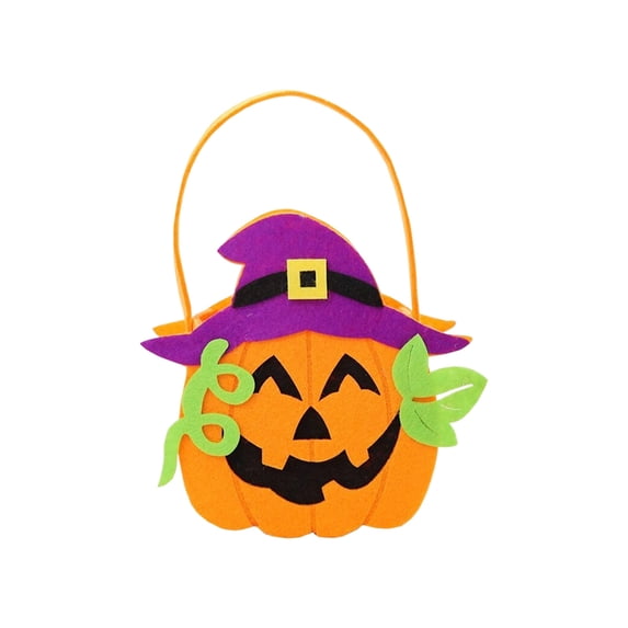 Gqtwoy Halloween Felts Candy Bucket, Multi Cartoon Design, Handheld Goodie Bag, Reusable Storage Tote for Halloween Parties, Festive Event Accessory