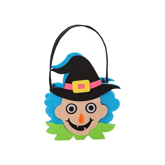Gqtwoy Halloween Felts Candy Bucket, Multi Cartoon Design, Handheld Goodie Bag, Reusable Storage Tote for Halloween Parties, Festive Event Accessory