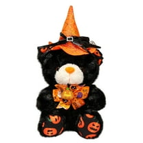 Gqtwoy Halloween Teddy Bear Doll - Adorable Plush Bear with Hat and Bow Tie, Festive Halloween Decor, Soft Cuddle Toy for Kids and Collectors