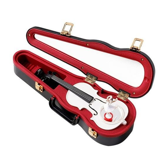 Gqtwoy Handheld Violin Winding Music Box, Dancing Figurine, Classical Retro Mirror, Vintage Home Decor, Unique Gift for Friends and Family, Elegant Music Box with Decorative Mirror