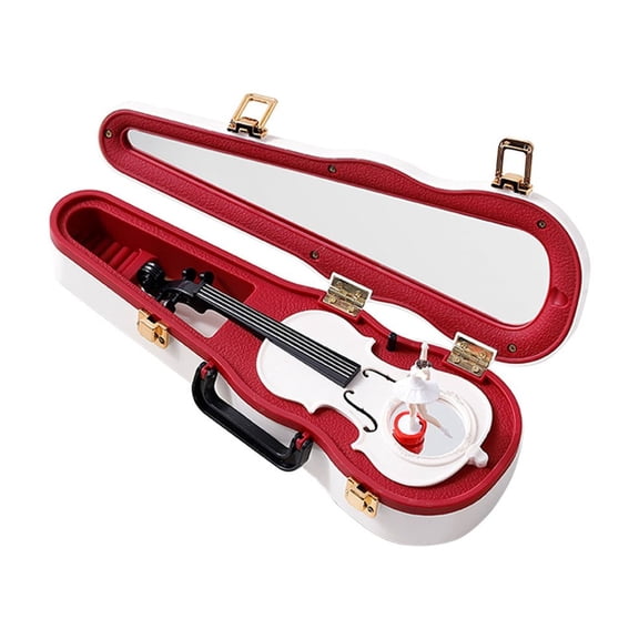 Gqtwoy Handheld Violin Winding Music Box, Dancing Figurine, Classical Retro Mirror, Vintage Home Decor, Unique Gift for Friends and Family, Elegant Music Box with Decorative Mirror