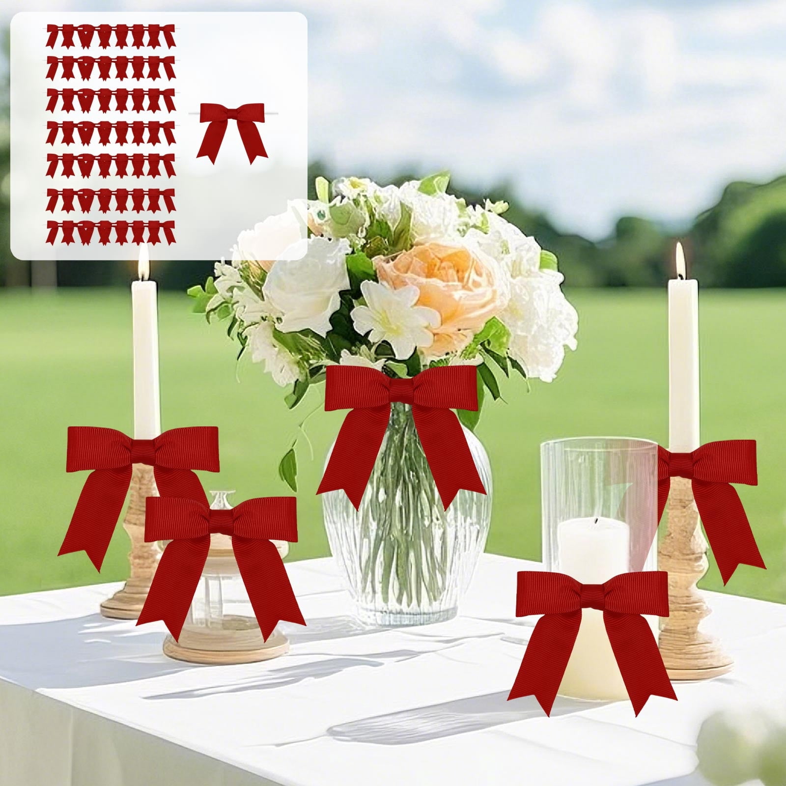 Gqtwoy Handmade Polyester Ribbon Bows, 50PCS DIY Gift Box Decorations ...