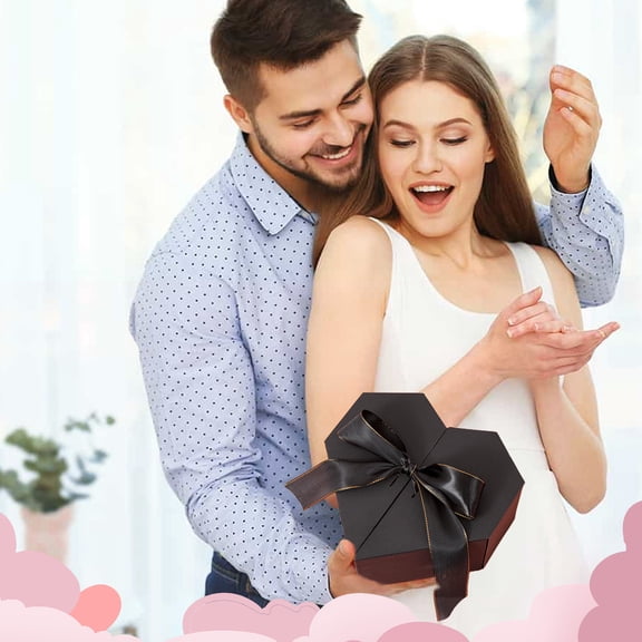 Gqtwoy Heart Shaped Gift Box with Ribbon Bow, Large Capacity Wedding Favor Box, Holiday Cosmetic Packaging, Elegant Gift Box for Valentine's Day Gift