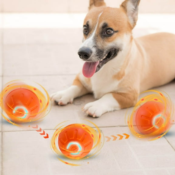 Gqtwoy Interactive Dog Toy Ball, USB Rechargeable Smart Pet Toy, Automatic Bouncing & Vibrating, LED Light, Adjustable Speed, Chewable TPR Material for Active Dogs