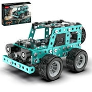 Gqtwoy Model Car Kits, Building Car Metal Model Kits, Metal Building Kit, 190 Pcs Erector Set Blue Off-Road Vehicle Building Set, 1:20 Scale, Easy-Assemble, Birthday Gift