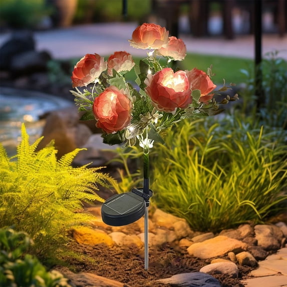 Gqtwoy Outdoor Solar Peony Flower Lantern, LED Decorative Lights, Waterproof Garden Lights, Pathway Lighting for Yards, Elegant Solar Garden Decor, Romantic Outdoor Ambiance