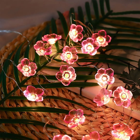 Gqtwoy Peach Flower Light String, Decorative LED Lights, Outdoor String Lights, Romantic Atmosphere Lighting, Perfect for Festivals, Weddings, Parties, Home Decor
