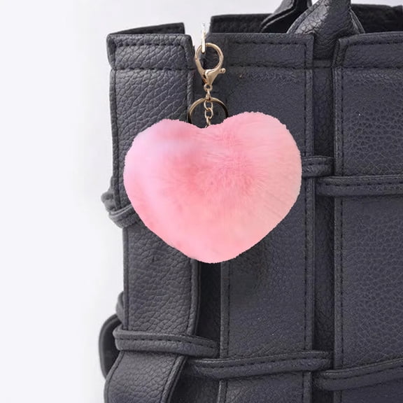 Gqtwoy Plush Heart-shaped Key Pendant, Faux Fur Keychain, Cute Bag Decoration, Portable Accessory for Backpacks and Wallets, Multi-functional Soft Keyring