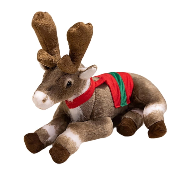 Gqtwoy Realistic Elks Toy Christmas Stuffed Animal Holiday Decor Gift, Lifelike Reindeer Plush, Perfect for Tree Decoration, Collectible Home Accent, Charming Festive Ornament