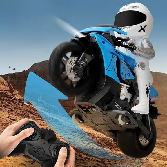 Gqtwoy Remote Control Motorcycle, High-speed RC Car, Stunt Car, Omnidirectional Driving, Off-road Racing Toy, Flashing Headlights, Durable Design