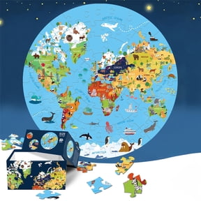 Gqtwoy Round Blue Card Paper Puzzle, Educational World Map Puzzle, 70 Piece Jigsaw for Spatial Thinking, Perfect Gift for Family Leisure, Interactive Game for Adults, Decorative Home Ornament