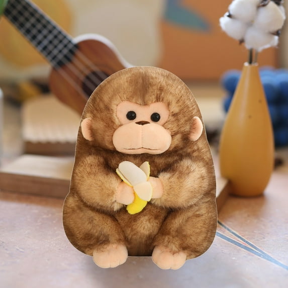 Gqtwoy Simulated Golden Monkey Toy with Banana, Realistic Plush Doll for Decoration and Relaxation, Cute Companion, Funny Prank Gift, Stress Relief for Adults and Collectors