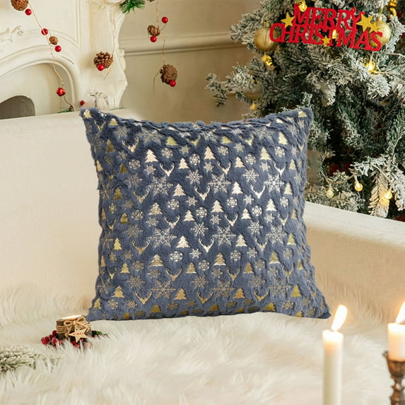 Gqtwoy Soft Fuzzy Decorative Pillow Covers, Snowflake Glitter Print, Christmas Decor, Home Bedroom Sofa Cushion, Cozy Winter Accents, Holiday Throw Pillow Cases