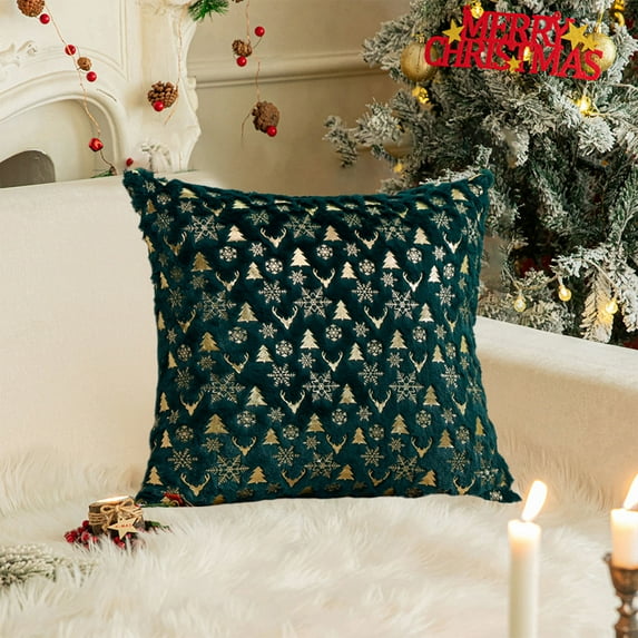 Gqtwoy Soft Fuzzy Decorative Pillow Covers, Snowflake Glitter Print, Christmas Decor, Home Bedroom Sofa Cushion, Cozy Winter Accents, Holiday Throw Pillow Cases