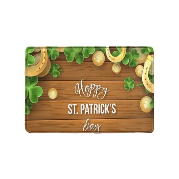 Gqtwoy St. Patrick's Day Door Mat, Non-Slip Rubber Backing Polyester Front Door Rug, Super Absorbent Washable Bathroom Floor Mat, Festive Indoor Outdoor Entryway Mat