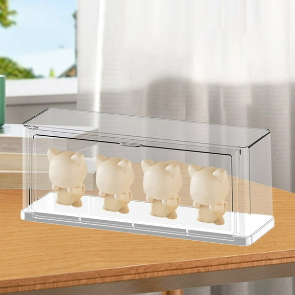 Gqtwoy Storage Box With Stackable Figurine Display Box, Dust Proof PET Plastic Box, Display Stand for Dolls, Decorative Figurine Organizer, Clear Viewing Showcase for Collectibles