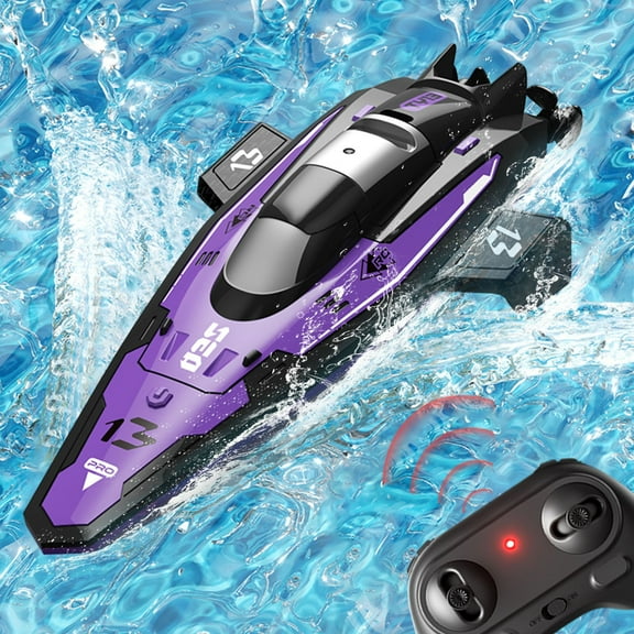 Gqtwoy Stunt Remote Control Speedboat, Double Motor, Waterproof, 2.4G Remote Control, Suitable for Pools & Beaches, Portable Design, High-Speed Racing