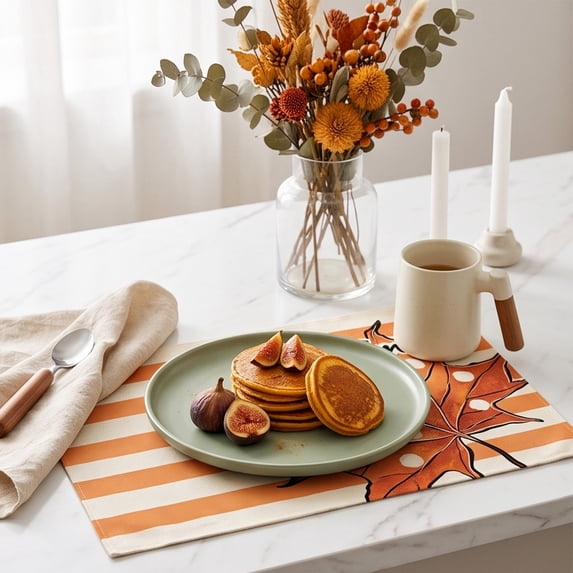 Gqtwoy Thanksgiving Placemats, Cotton Linen Table Mat, Thanksgiving Decorations for Dining Table, Elegant and Durable Place Mats, Waterproof Reversible Design, Perfect for Festive Occasions