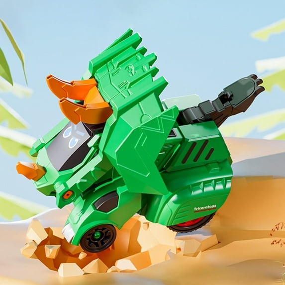 Gqtwoy Transforming Dinosaur Car, Collision Reversal Vehicle, 4WD Inertial Power, Durable ABS Material, Interactive Toy for Battles, Fun Birthday Gifts, Christmas Gifts, Party Props