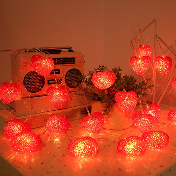 Gqtwoy Valentine's Day Heart String LED Lights, Decorative Battery Box, Wedding Party Lantern, Romantic Atmosphere, Flexible Copper Wire Fairy Lights
