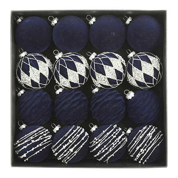 Gqtwoy Velvet Christmas Balls, Flocked Christmas Tree Ornaments, Decorative Hanging Ornaments, 16 Pcs Set for Holiday Decoration, Elegant Winter Scene, Versatile Festive Decor