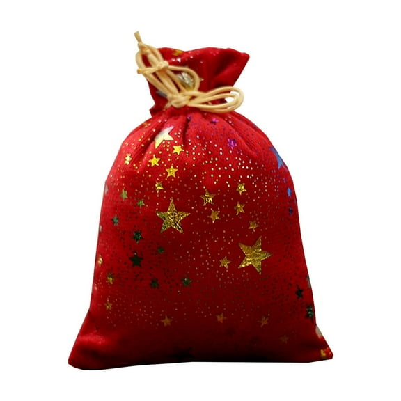 Gqtwoy Velvet Hot Stamping Drawstring Bag, Christmas Gift Bags, Candy Bags, Holiday Decorations, Versatile Party Favor Pouch, Stylish Packaging for Small Gifts