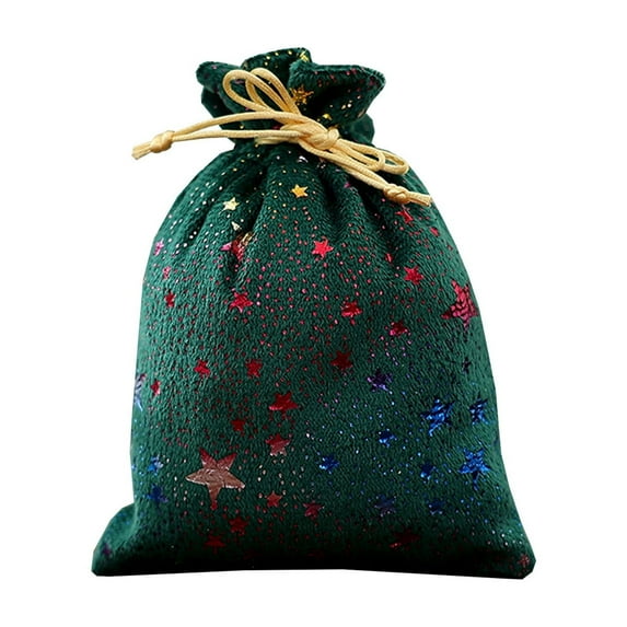 Gqtwoy Velvet Hot Stamping Drawstring Bag, Christmas Gift Bags, Candy Bags, Holiday Decorations, Versatile Party Favor Pouch, Stylish Packaging for Small Gifts