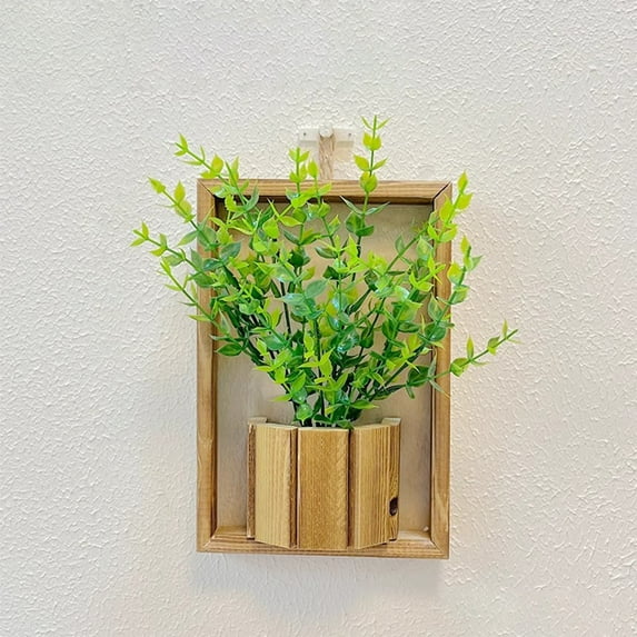 Gqtwoy Wooden Rectangular Photo Frame, Wall Hanging Decorations, Faux Rattan Design, Modern Living Room Decor, Home Aesthetic Enhancer, Versatile Wall Art