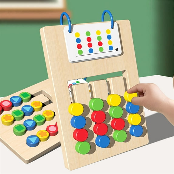 Gqtwoy Wooden Toy Two-Sided Four-Color Maze Game Four-Color Maze Toy Early Education Toy Kids Logical Thinking Training Toy Double Sided Wooden Color Cognition Toy