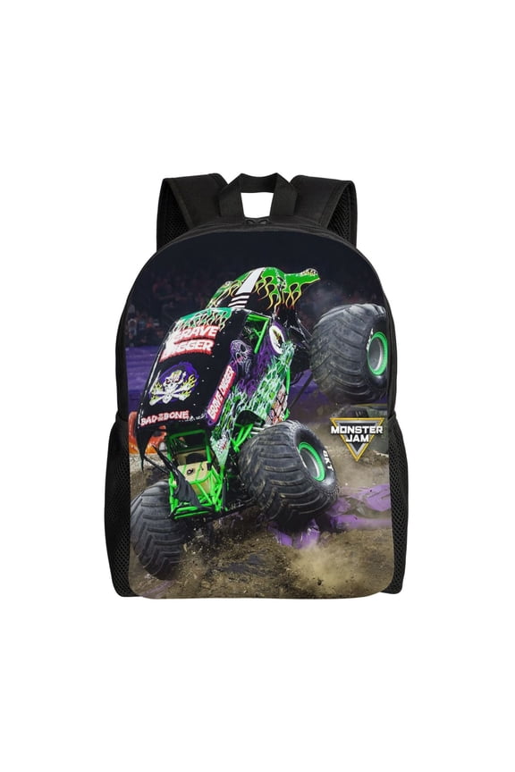 Gr-ave Digger Trucks Backpack Laptop Bag Shoulder Bags Daypack Bookbag for Camping Travel
